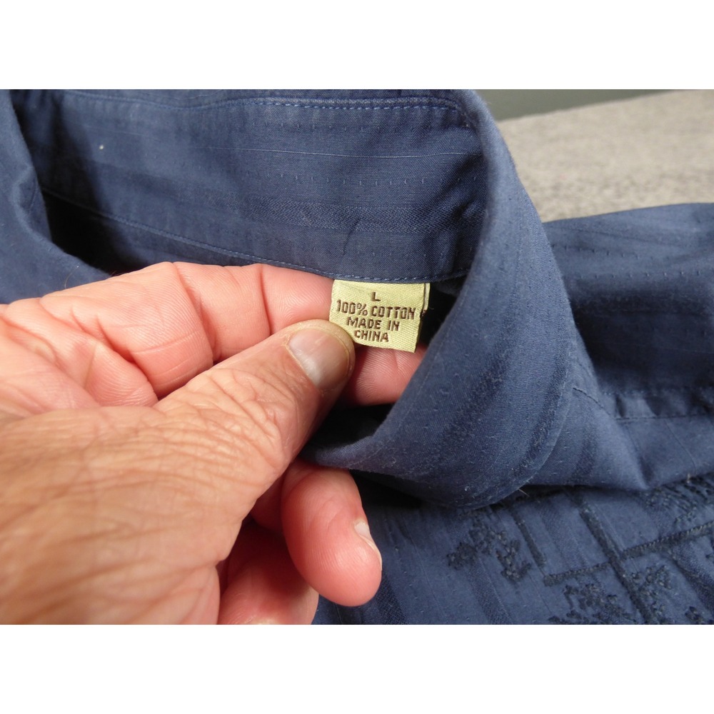 Tommy Bahama Mens Blue Embroidered Long Sleeve Button Down Cotton Shirt Large - Picture 4 of 11